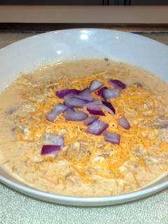 A picture of Spicy chicken tortilla soup.