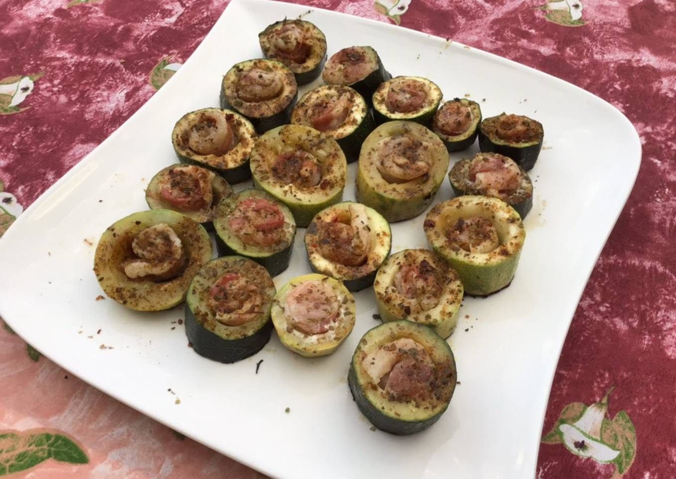 Courgettes grillées à la pancetta,épices et origan (recette plancha)