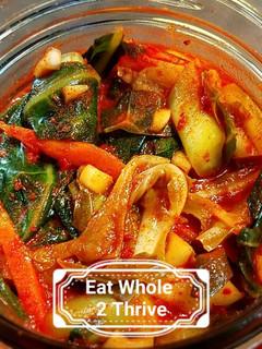 A picture of Spicy Collard Kimchi/lacto-fermentation.
