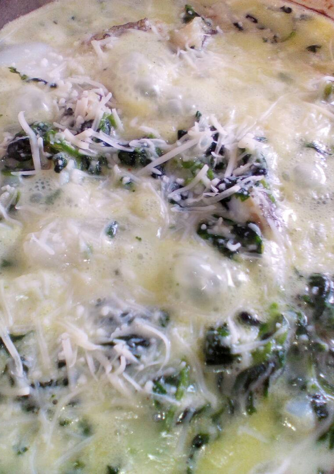 Una foto de Espinacas con bacalao al horno