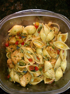 A picture of South of the border chicken pasta.