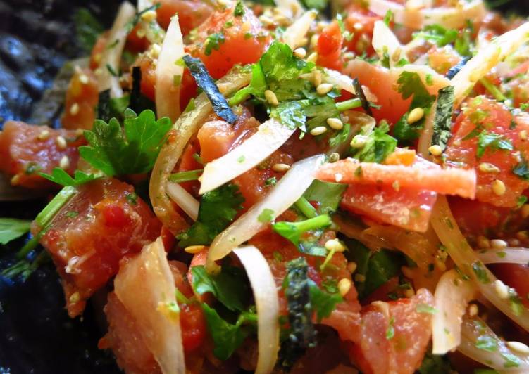 Steps to Prepare Quick Super Easy Spicy Cilantro Ahi Poke for 2