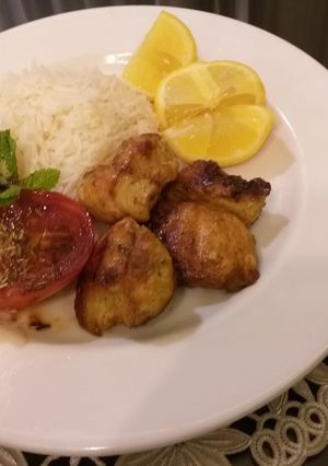 A picture of Saffron chicken kebab.
