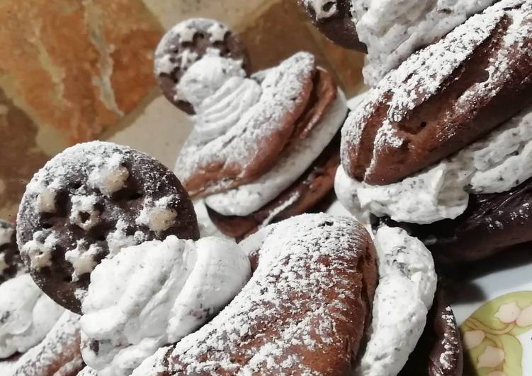 Bignè al cacao con crema pandistelle e panna #febbraioincucina