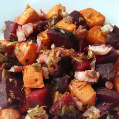 A picture of Vickys Sweet Potato & Beetroot Hash, GF DF EF SF NF.