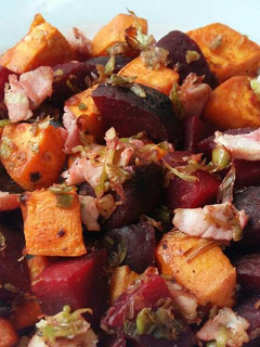 A picture of Vickys Sweet Potato & Beetroot Hash, GF DF EF SF NF.