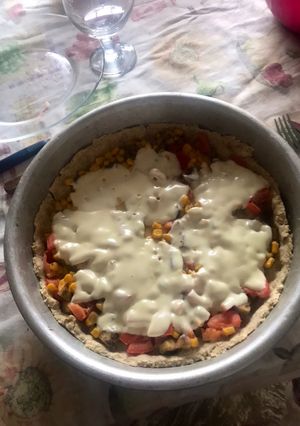Una foto de Tarta multicolor con masa de avena y harina integral