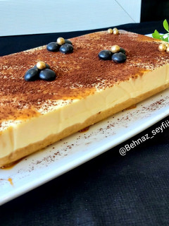 عکسی از دستور چیز کیک کرم کارامل بدون قالب کمربندی (کیک پنیر 🧀)