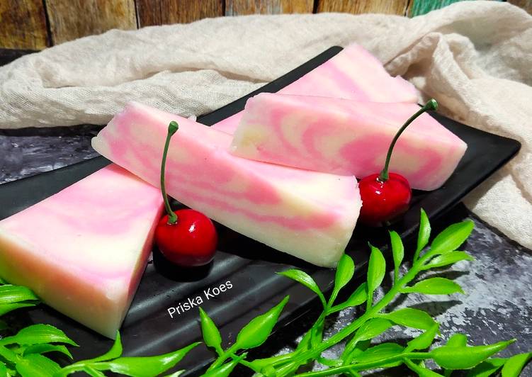 Langkah Mudah untuk Membuat Puding Roti Tawar Zebra Pink (Perisa Doger) Anti Gagal