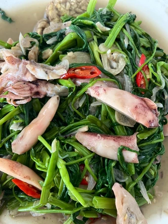 Cara Simple Membuat Resep  Tumis kangkung cumi asin yang Bisa Manjain Lidah, Bisa Manjain Lidah