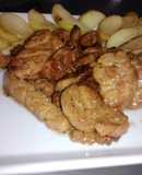 Mollejas a la sidra con manzanas 