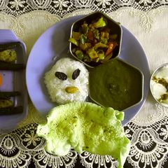 A picture of Sai bhaji, rice.