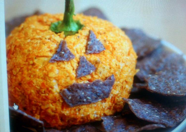 Simple Way to Make Homemade Nacho Jack-o&#39;-Lantern Cheese Ball