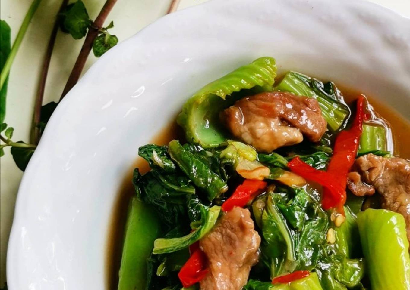 Cah Sawi Pahit (Jabung) Daging Sapi