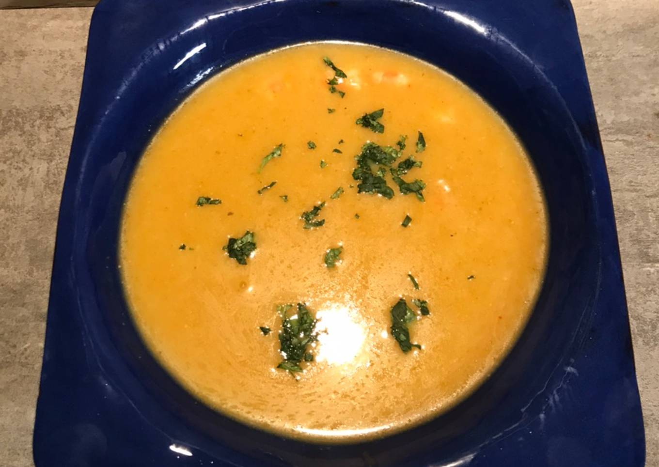 Soupe curry coco aux crevettes