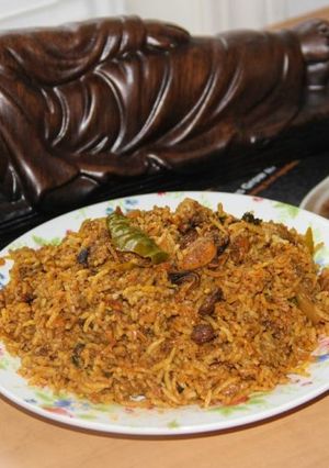 A picture of Kerala Style Mussels Biryani / Malabari Kadukka Biriyani.