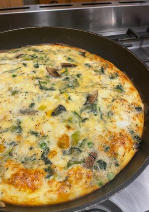 A picture of Feta and greens frittata.