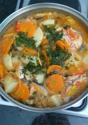 Una foto de Sudado de pescado bagre de río