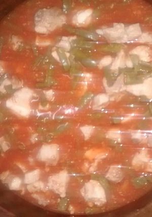 Una foto de Costilla de cerdo con nopales