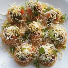 A picture of Cheese Sev Puri.
