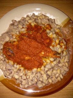 A picture of Beans and palmoil stew.
