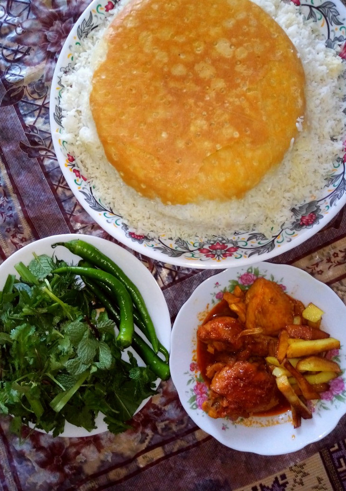 عکسی از دستور تهدیگ نان