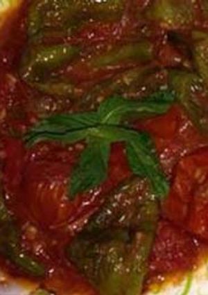 صورة لوصفة طريقة عمل تغميسة البندورة والفليفلة المقلية