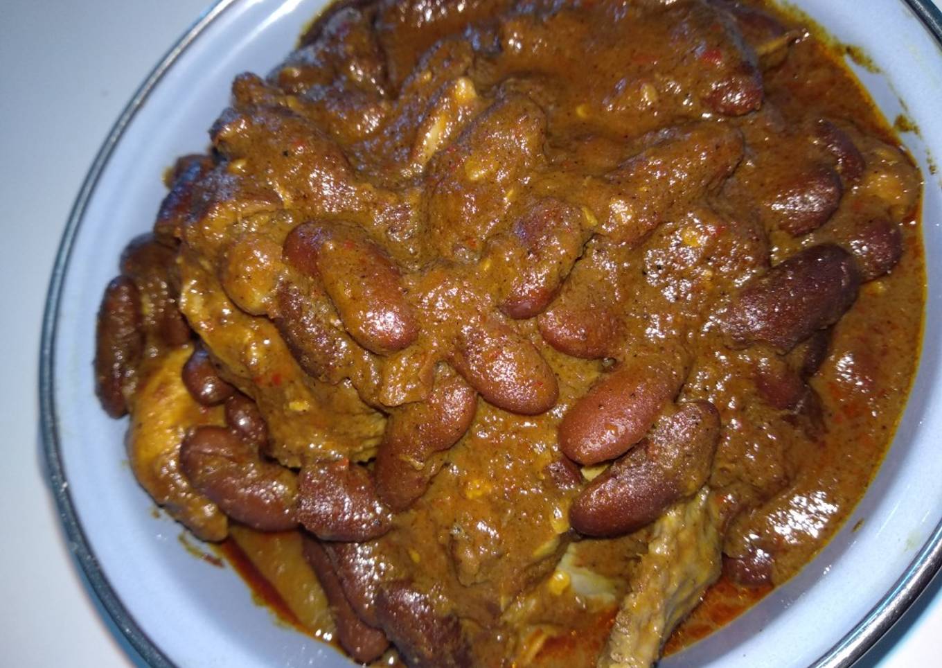 Rendang kacang merah + daging (bumbu males)