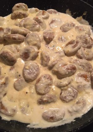 Házi sütőtökös gnocchi sajtmártással recept fotója