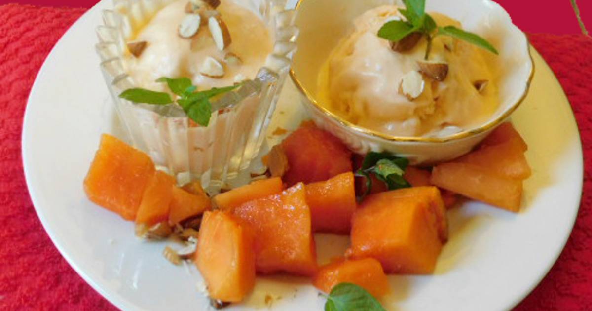 Papaya ice cream Recipe by Lakshmi Sridharan Ph D Cookpad