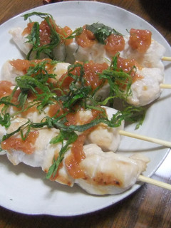 A picture of Grilled Chicken Skewers with Refreshing Umeboshi Sauce.