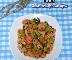 Gampangnya Memasak Tumis tempe udang cabe hijau Yummy Mantul