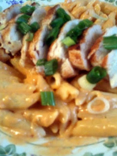 A picture of Penne with Chicken and Southwest Cheese Sauce.