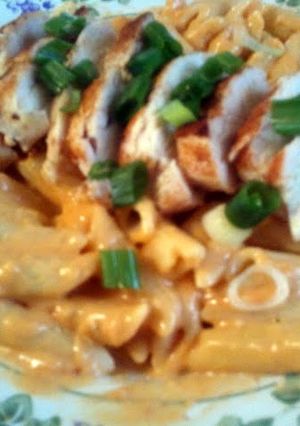 A picture of Penne with Chicken and Southwest Cheese Sauce.