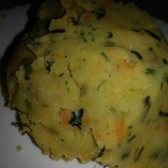 A picture of Zucchini,carrot mashed potatoes#seasonal ingredients.