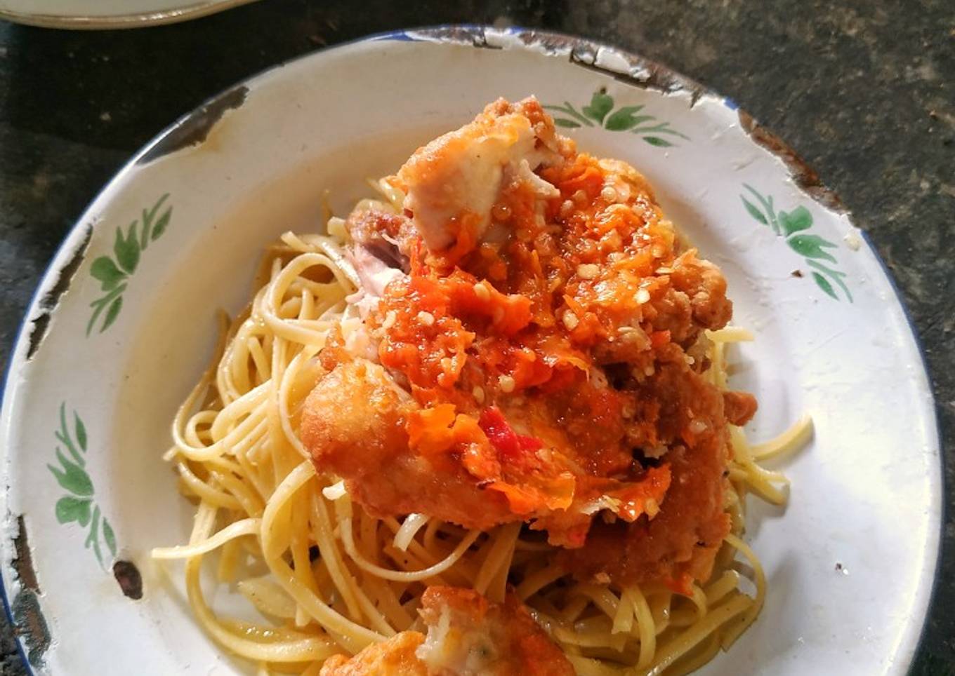 Fettuccine ayam geprek
