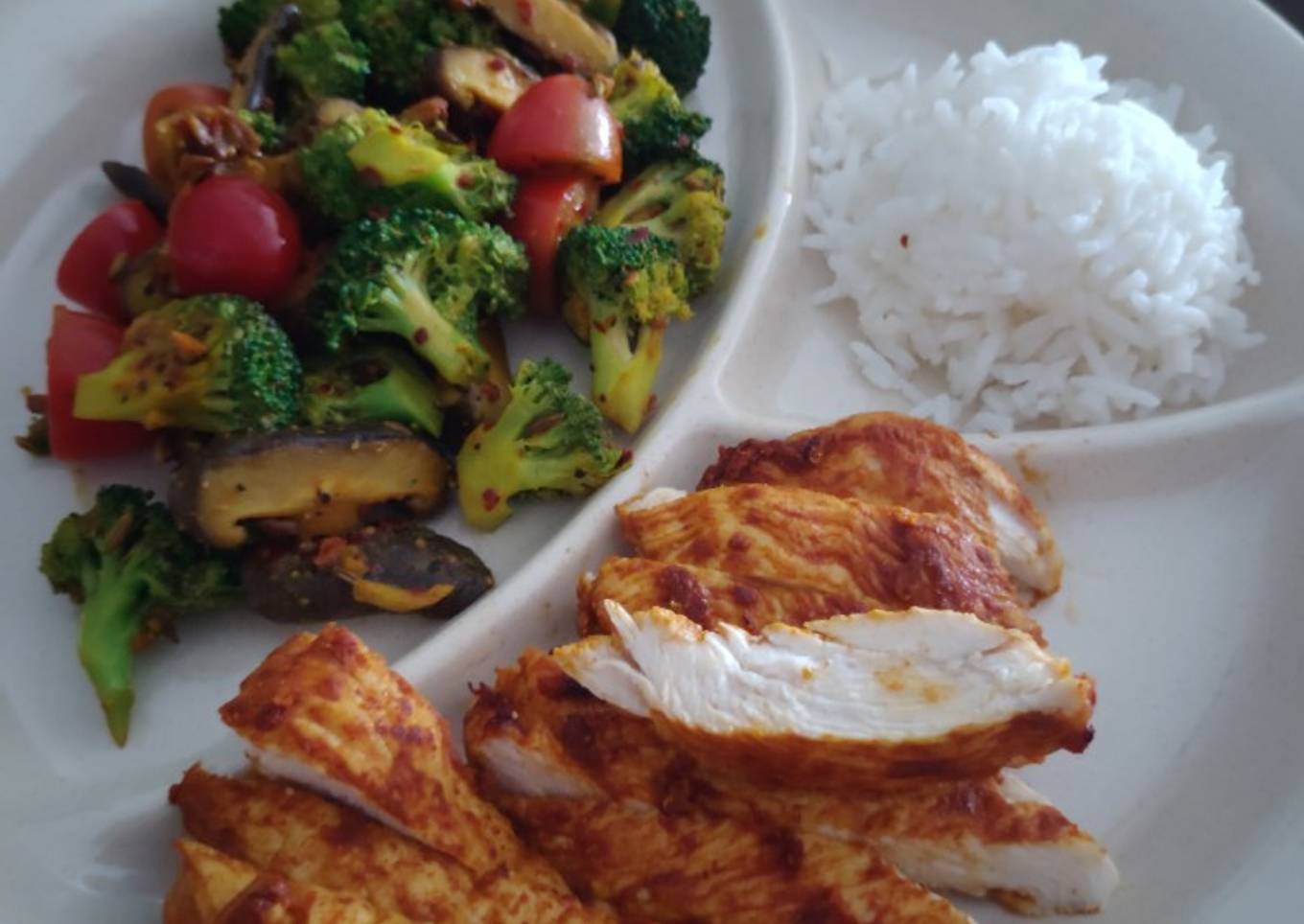 Grilled Curry Chicken + Fried Shittake Broccoli (Eat Clean) 🇮🇳