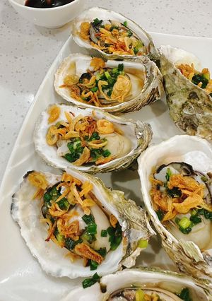 Hình của món Hàu nướng mỡ hành "KHÔNG TANH".