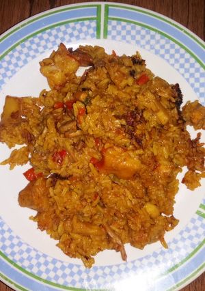 Una foto de Paella