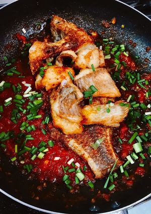 Hình của món Cá Diêu Hồng chiên giòn sốt cà.