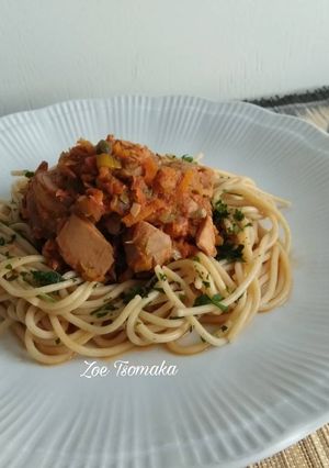 Φωτογραφία της συνταγής Μακαρόνια ολικής αλέσεως με τόνο, κάπαρη και σάλτσα ντομάτας