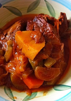 A picture of Beef with Vegetables in the Slow Cooker!.