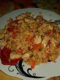 Arroz salteado con pollo y verduras