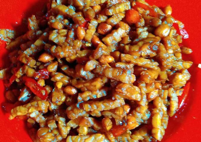 Resep: Kering tempe &amp; kacang tanah pedass Enak Dan Mudah