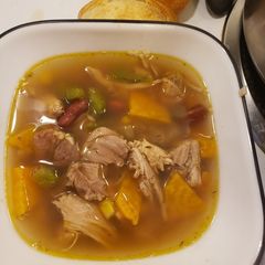 Jerk chicken soup A picture of Jerk chicken soup.