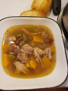 A picture of Jerk chicken soup.