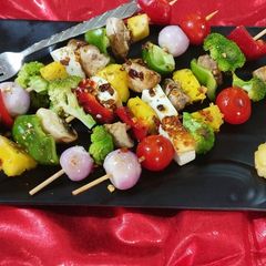 A picture of Green veg skewers.