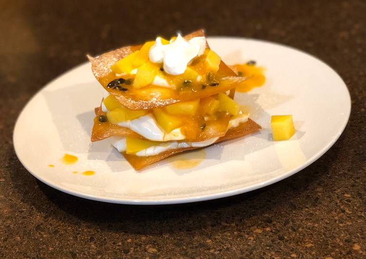 Easiest Way to Make Perfect Wonton Mango Passion fruit Napoleon