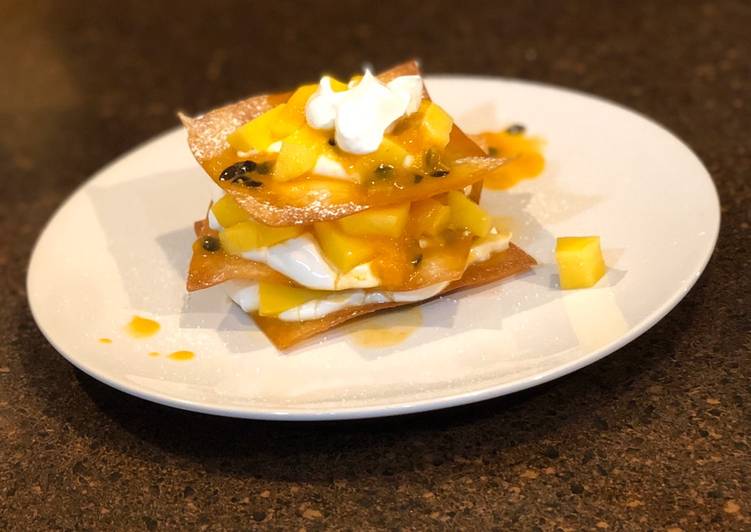 Recipe of Super Quick Homemade Wonton Mango Passion fruit Napoleon