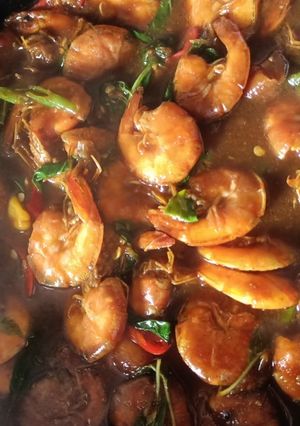 Foto resep Udang Kemangi Lada Hitam Saori